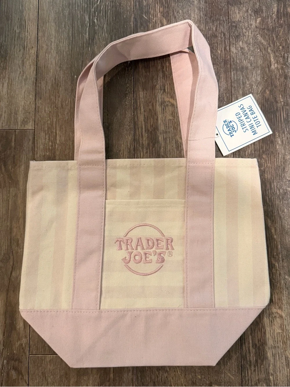 Trader Joe's Pink Stripe Canvas Tote Bag